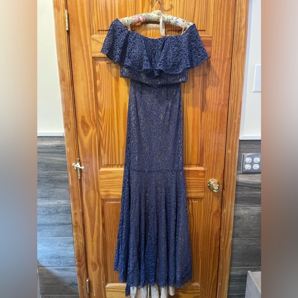 Jovani prom dress 2 piece navy blue - Picture 2 of 4